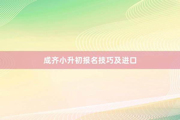 成齐小升初报名技巧及进口
