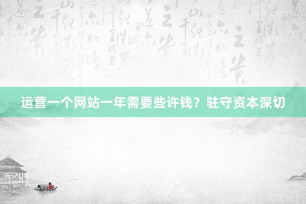 运营一个网站一年需要些许钱？驻守资本深切