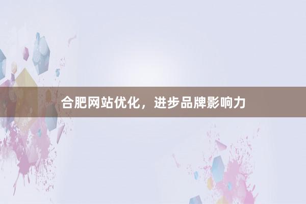 合肥网站优化，进步品牌影响力
