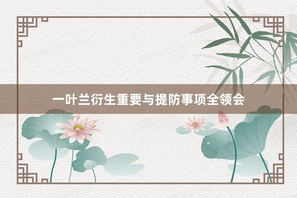 一叶兰衍生重要与提防事项全领会